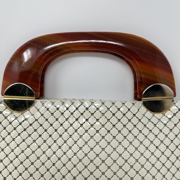 Vintage 60s Whiting & Davis Alumesh‎ Purse Handbag Tortoiseshell Lucite Handles